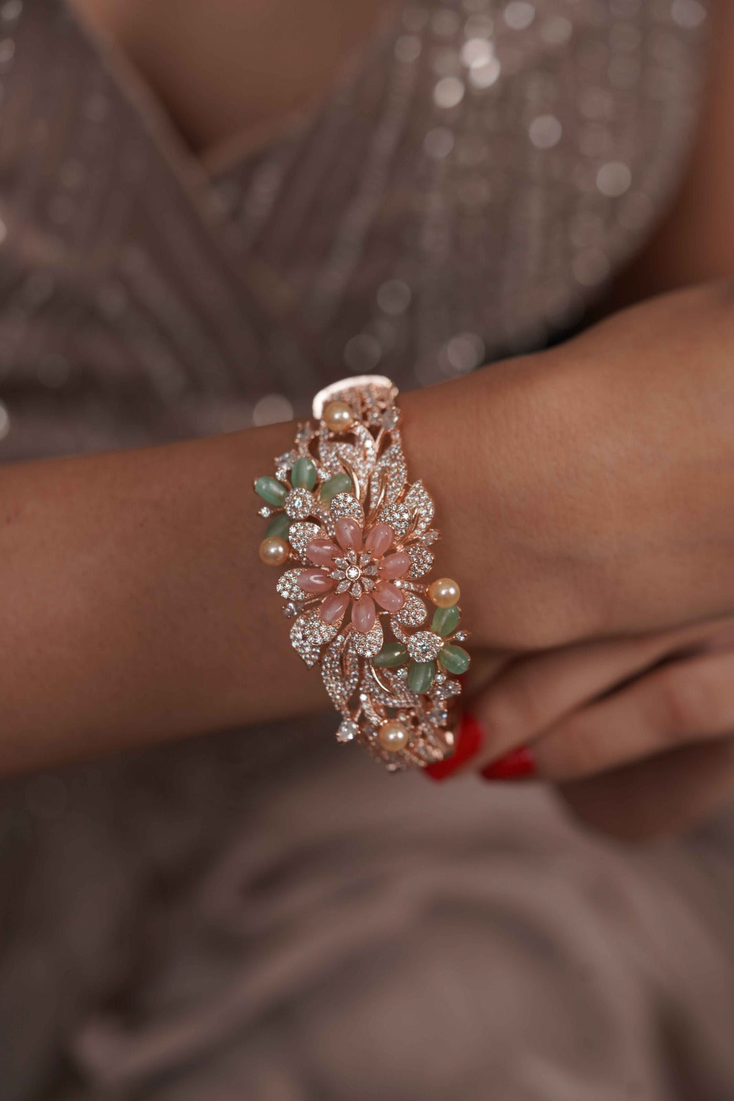 Rosevine Tassel Diamond Pastel Kada | Enchanted Garden