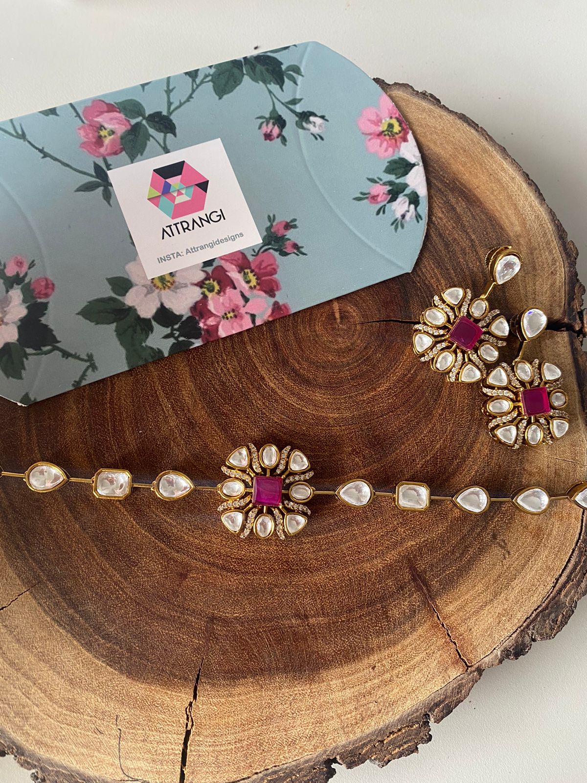Gulaab Single Line Sleek Polki Choker Set