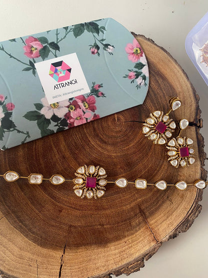 Gulaab Single Line Sleek Polki Choker Set