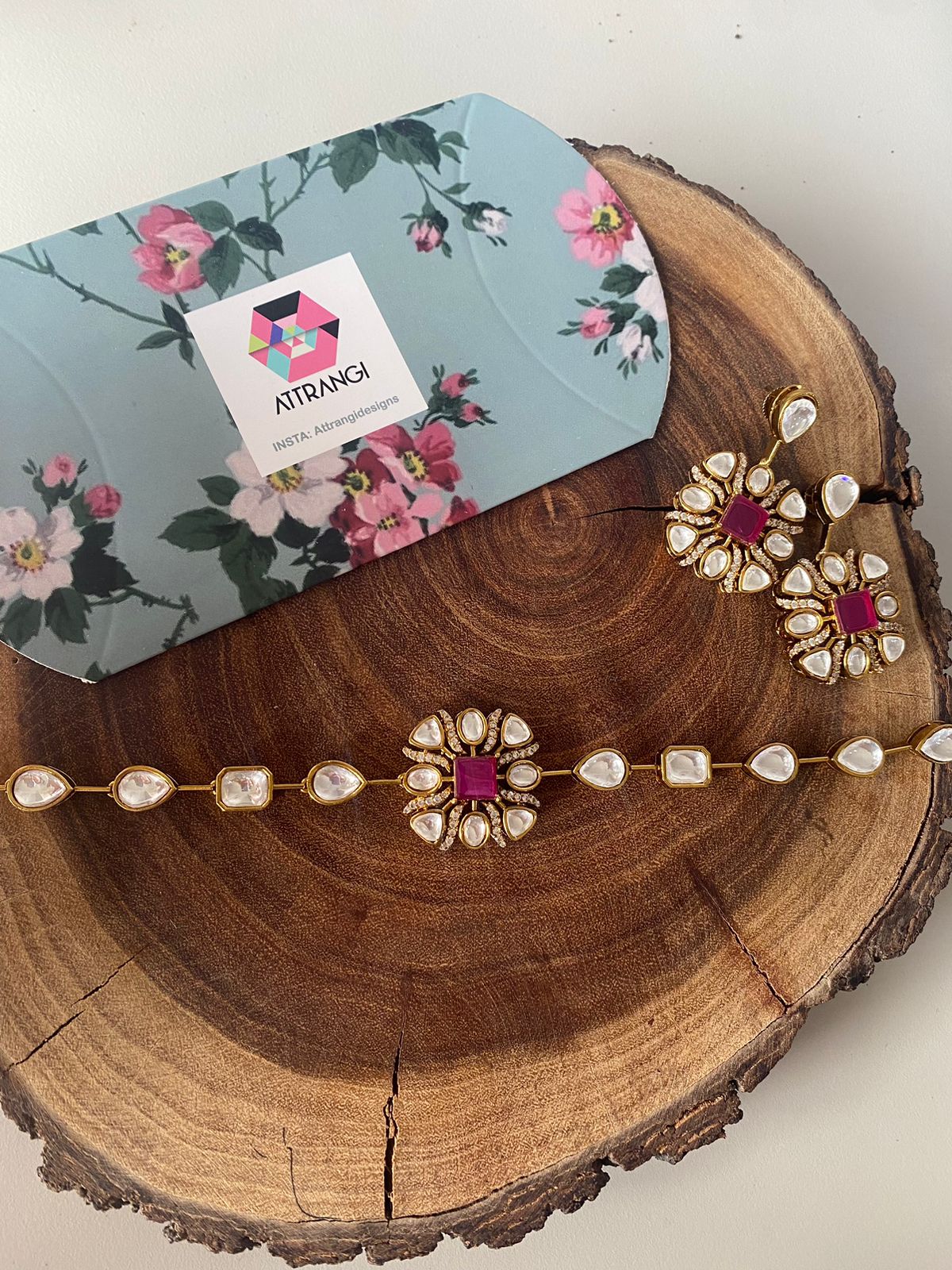 Gulaab Single Line Sleek Polki Choker Set