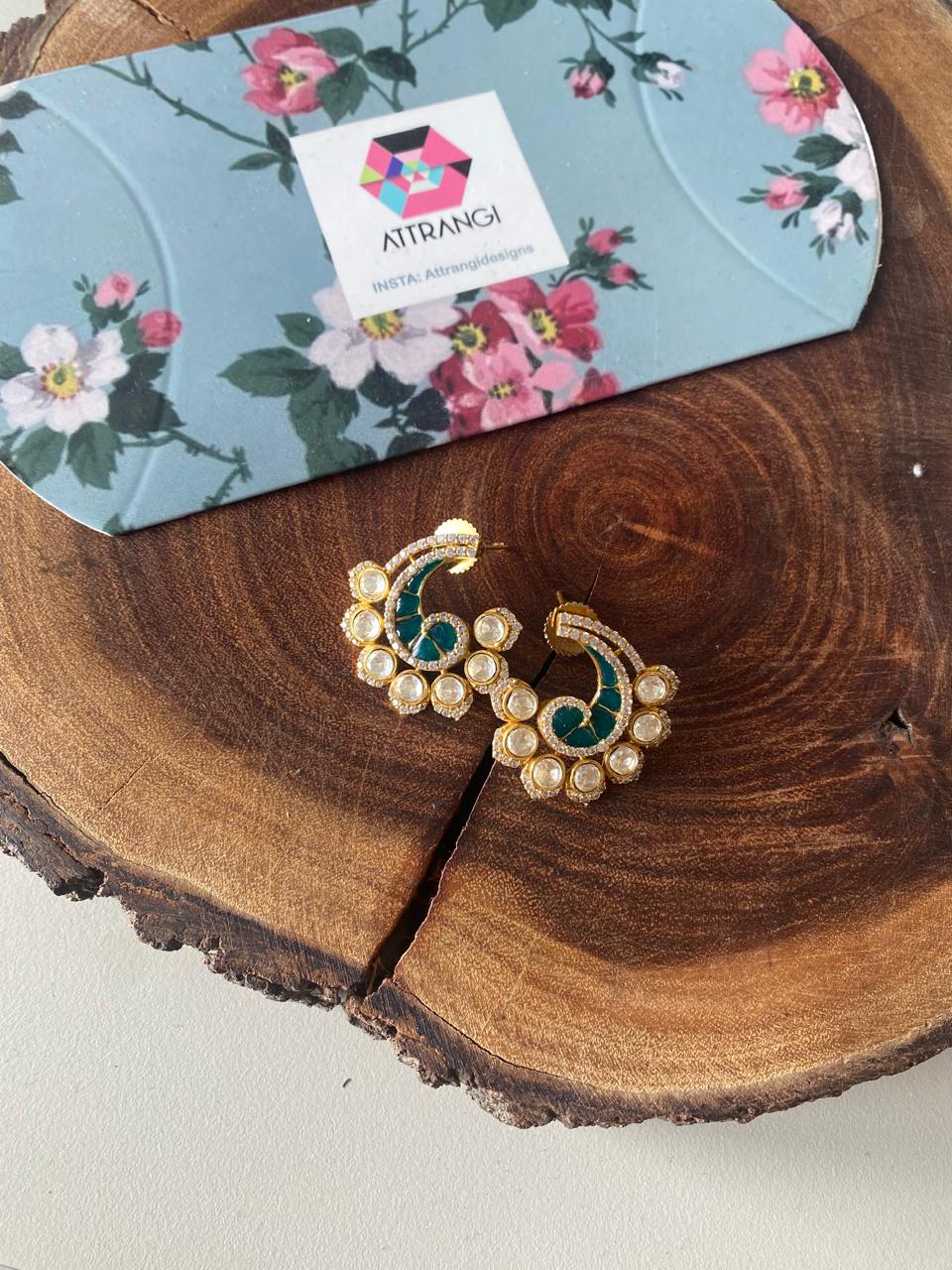 Ratika Moissanite Polki Meenakari Studs
