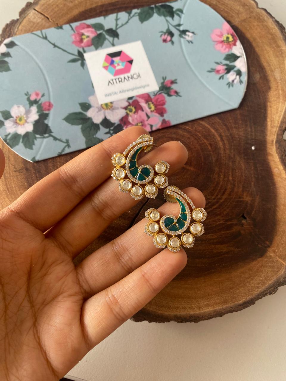 Ratika Moissanite Polki Meenakari Studs