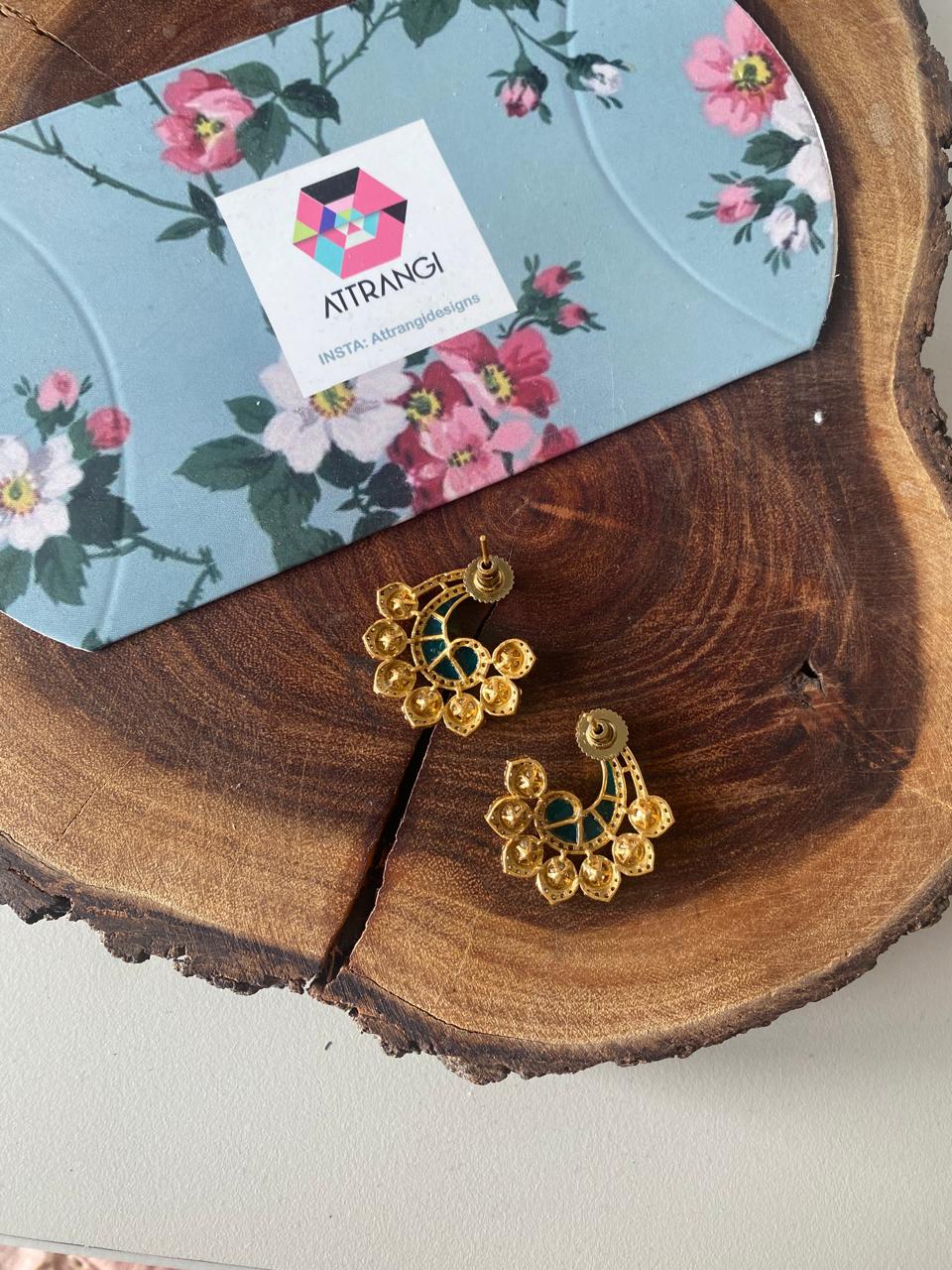 Ratika Moissanite Polki Meenakari Studs
