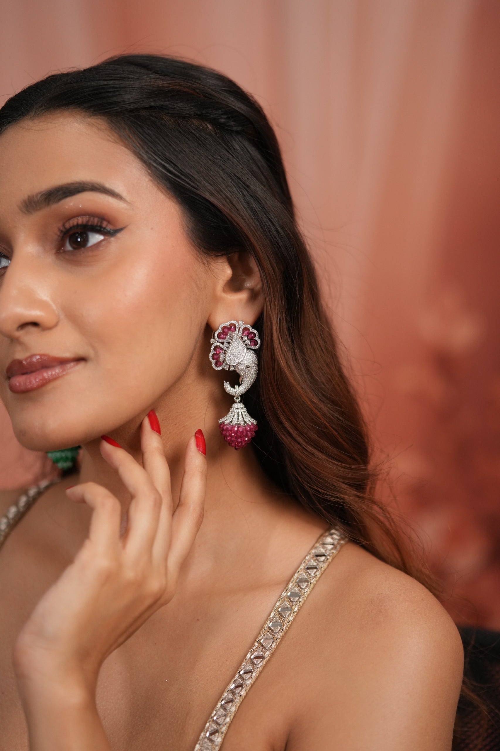 Whimsy Gaja Pastel Beaded Diamond Long Earrings | LaLa Land 2.0