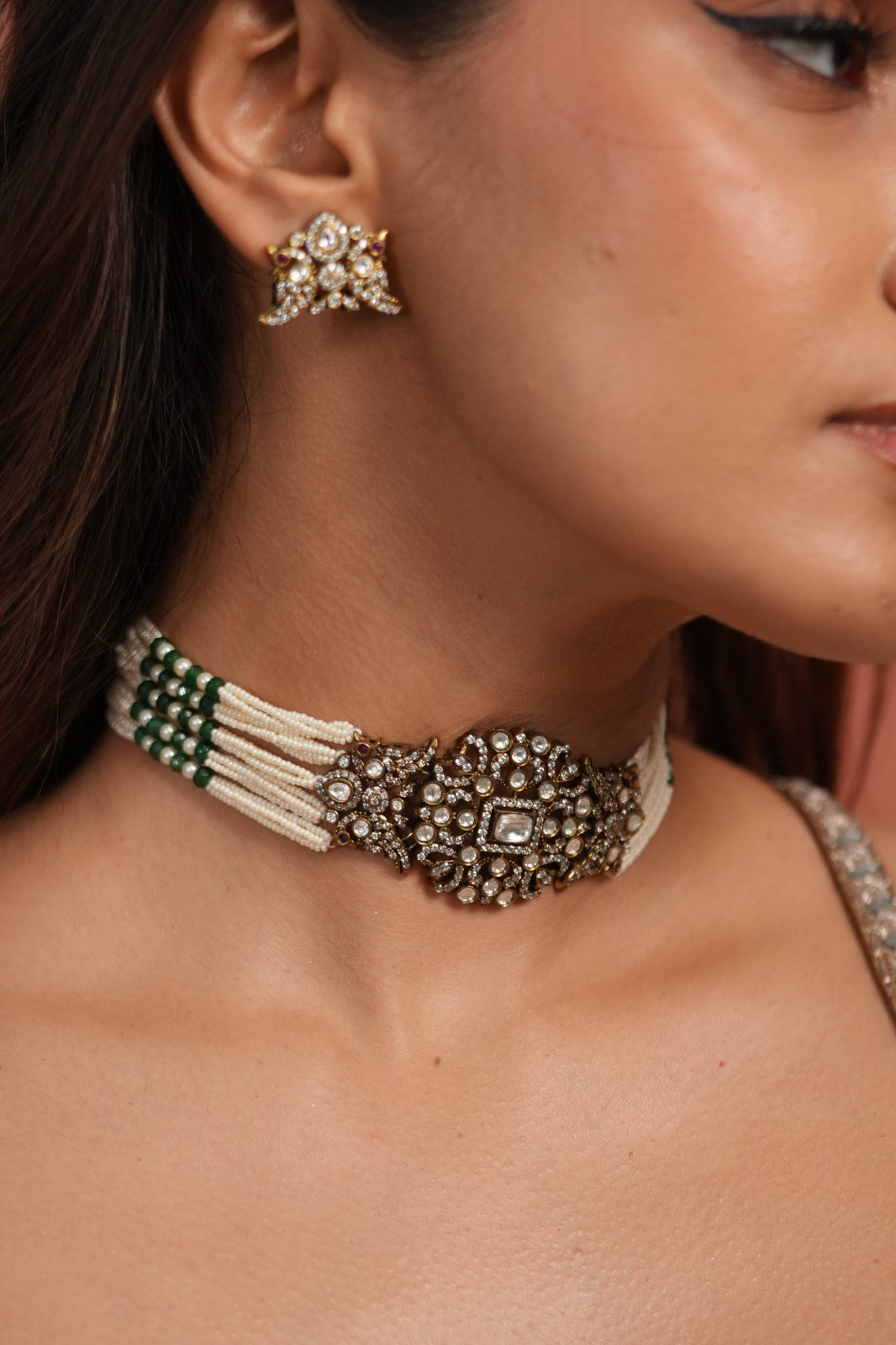 Sasha Pearl Choker Set | Antique Gold | Victorian