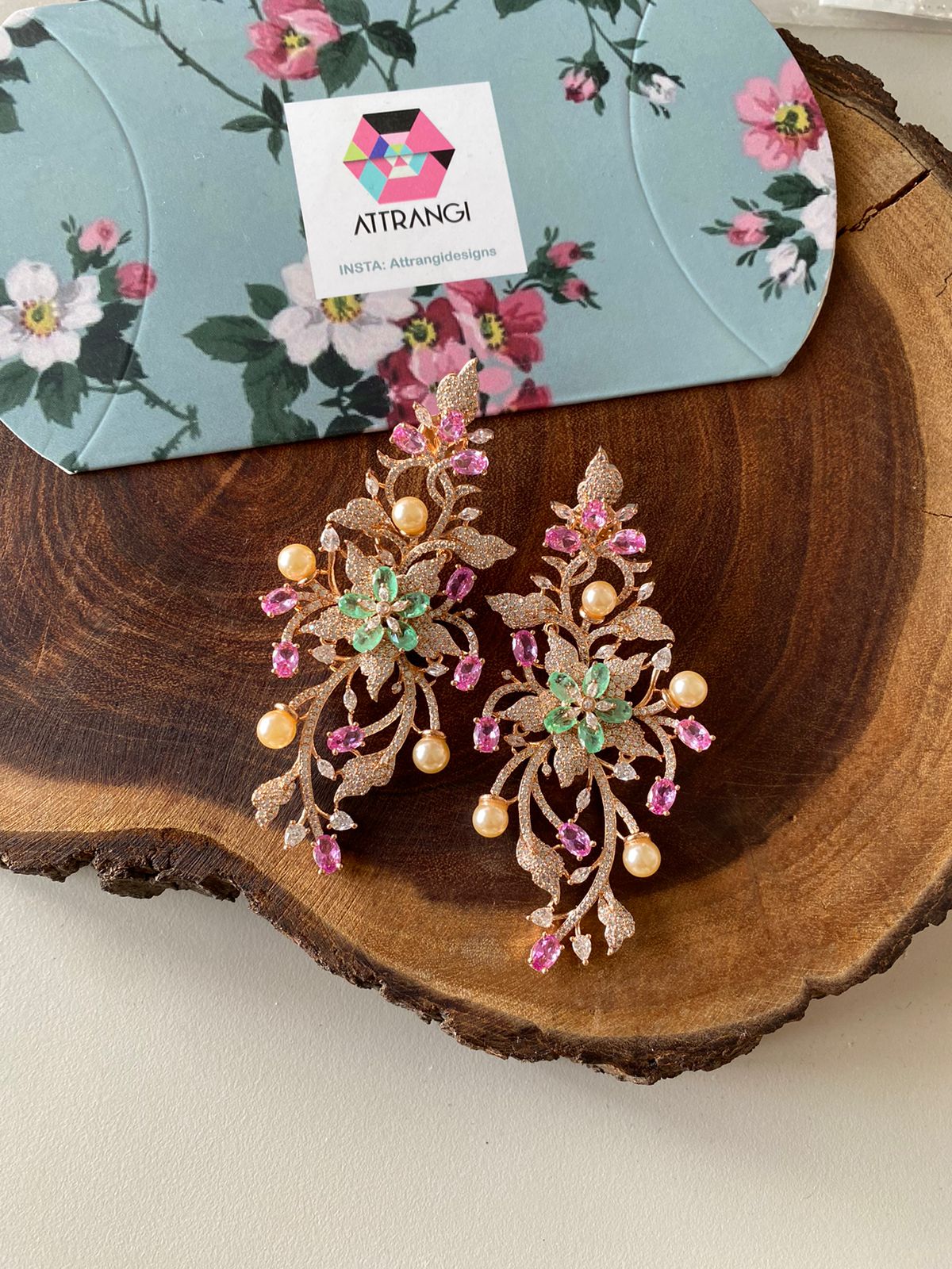 Fiery floral fall diamond statement earrings | Enchanted Garden