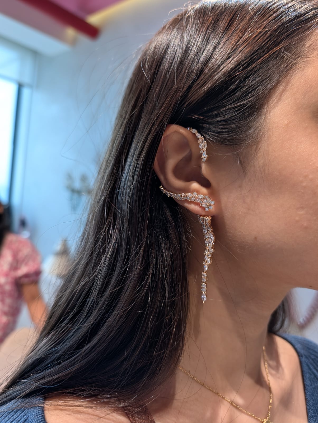 Fiery Flow Diamond EarCuff Delicate Earring