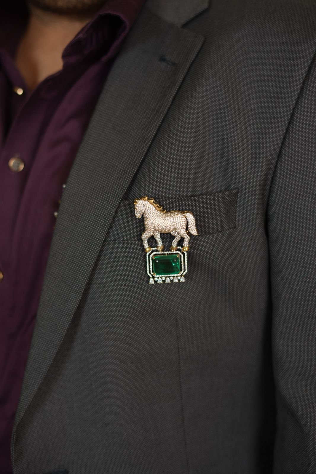 Malia Diamond Horse Brooch | Men & women