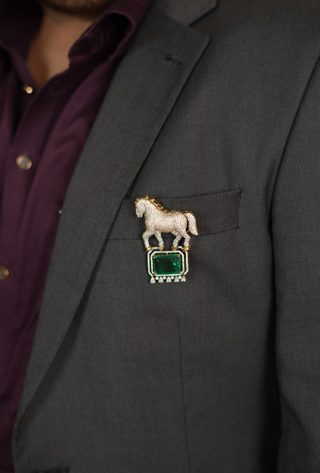 Malia Diamond Horse Brooch | Men & women