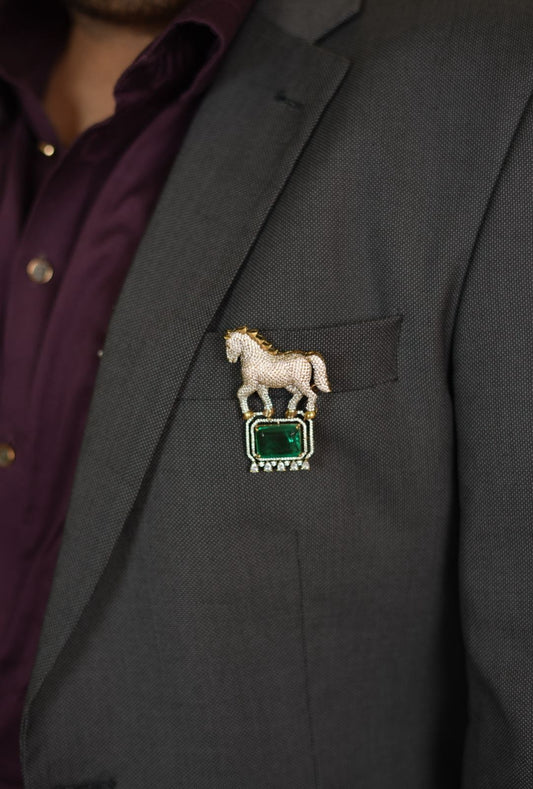 Malia Diamond Horse Brooch | Men & women