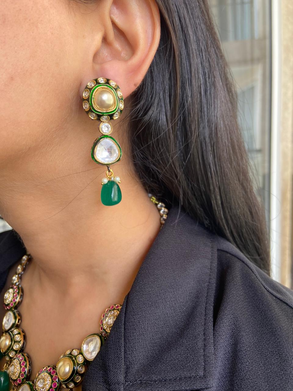 Manikarna Polki Meenakari Necklace Set
