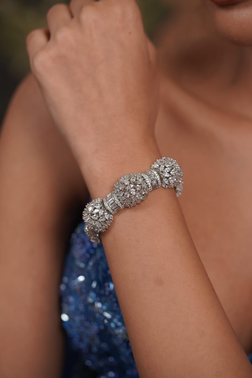 Gabala Diamond Designer Gajra Bracelet ( Tennis Style)