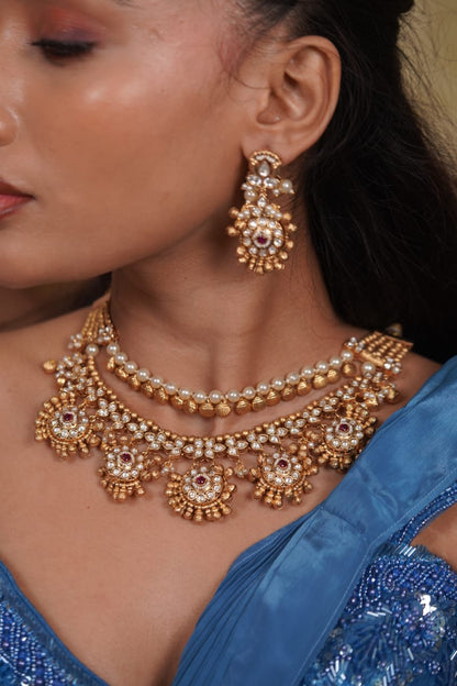 Tapasvi Gold MInt Traditional Indian layered Set | Sone Pe Suhaga
