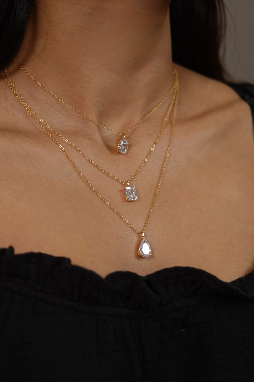 3 Layered Diamond Solitaire Attached Chain