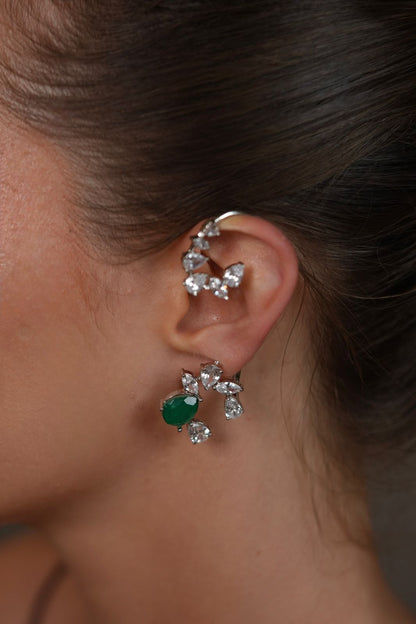 Emerald Cascade Diamond Climber / Earcuff