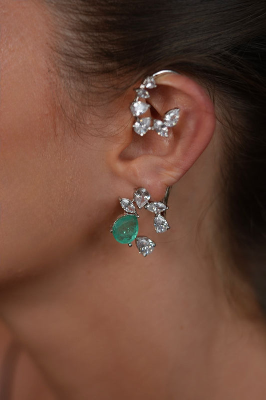 Emerald Cascade Diamond Climber / Earcuff