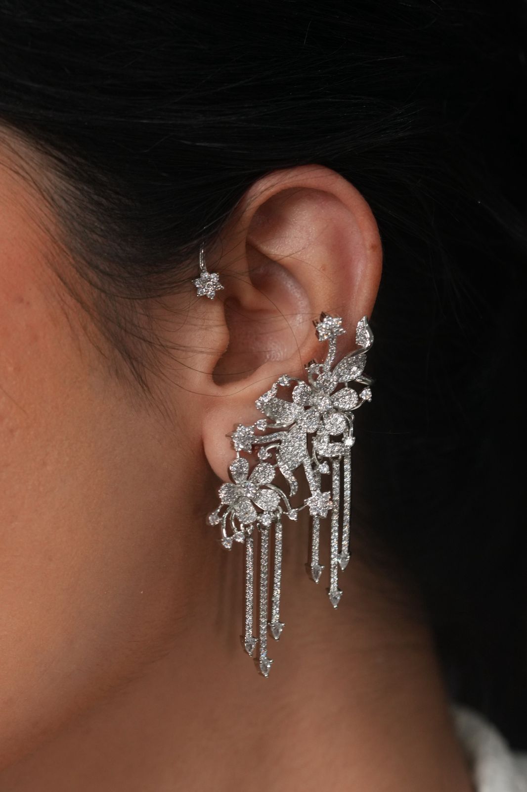 Leonardo Diamond Floral Statement Earcuff Earrings
