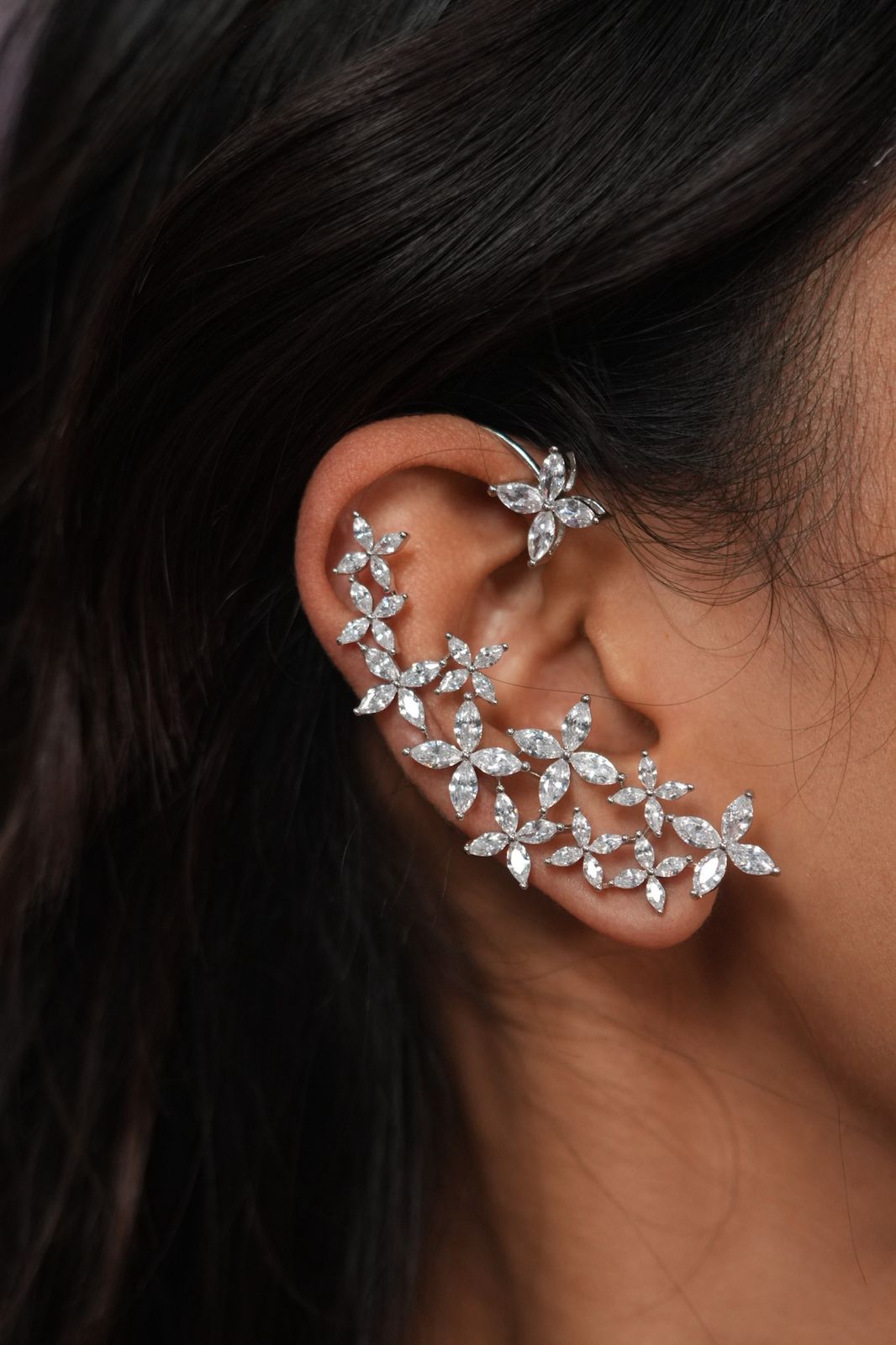 Ear Full of Flowers  Diamond Designer Earcuffs