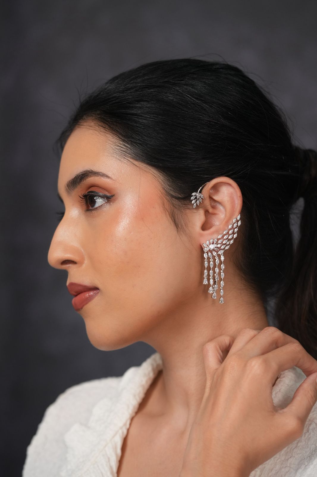 Mona Lisa Diamond Dangling Earcuff Earring