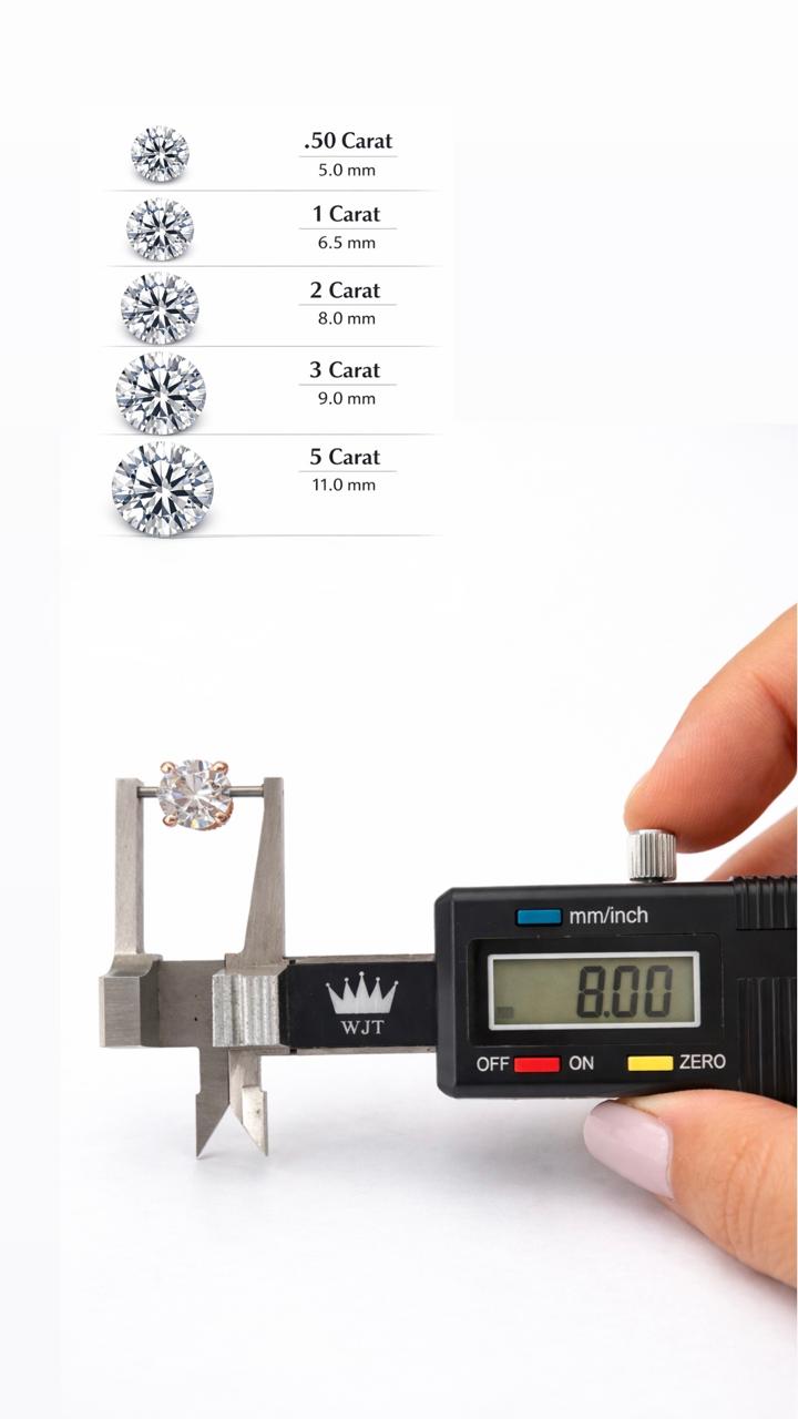 2 Carat Round Solitaire Earring | 8mm