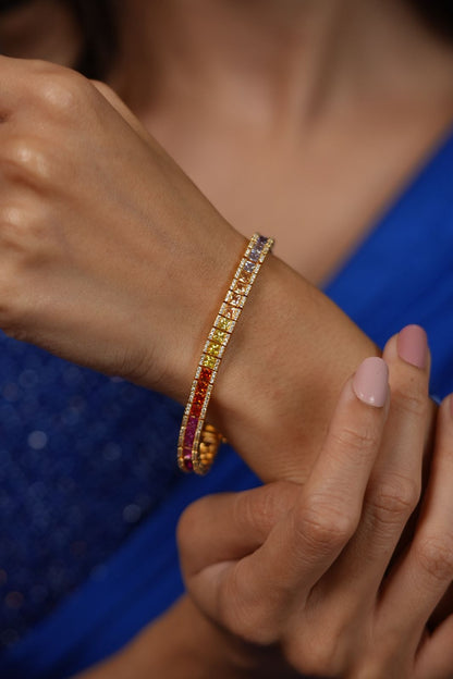 Rainbow Multicoloured Diamond Gemstone Bracelet