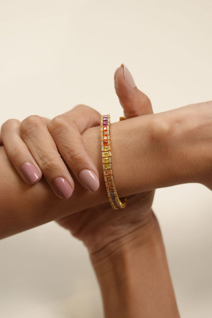 Rainbow Multicoloured Diamond Gemstone Bracelet