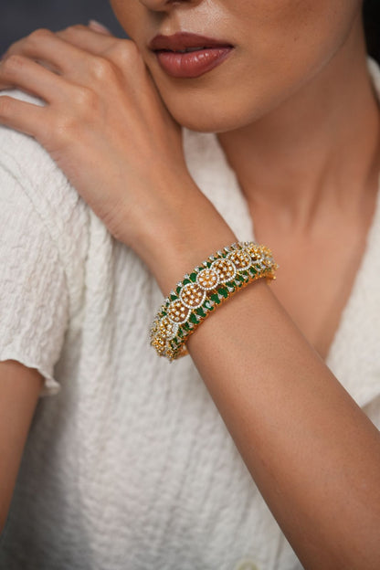 Sarnava Thick Gold Polish Diamond Bracelet