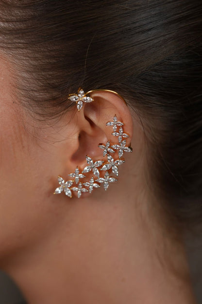 Ear Full of Flowers  Diamond Designer Earcuffs