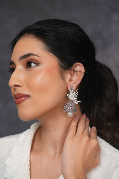 Flying Bird Designer Diamond Jhumka