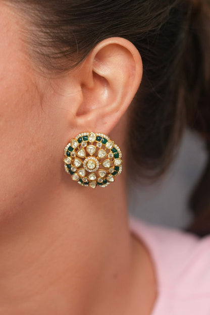 Phool Polki Moissanite Enamel Indian Studs