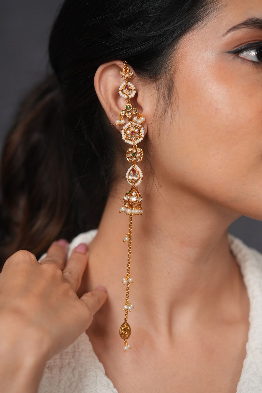Kashmiri Daali Kannauti Indian delicate long Earrings