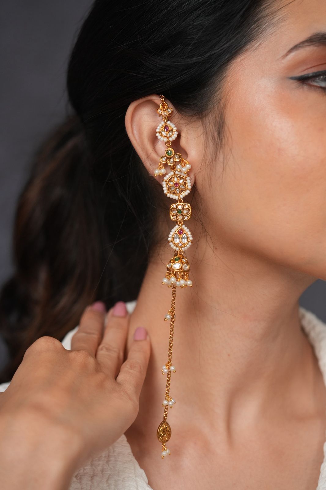 Kashmiri Daali Kannauti Indian delicate long Earrings