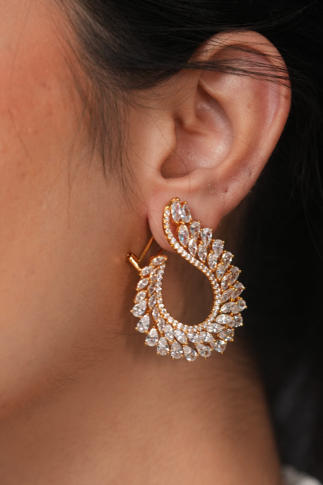 Oscar Winner Diamond C Style Stud Earrings