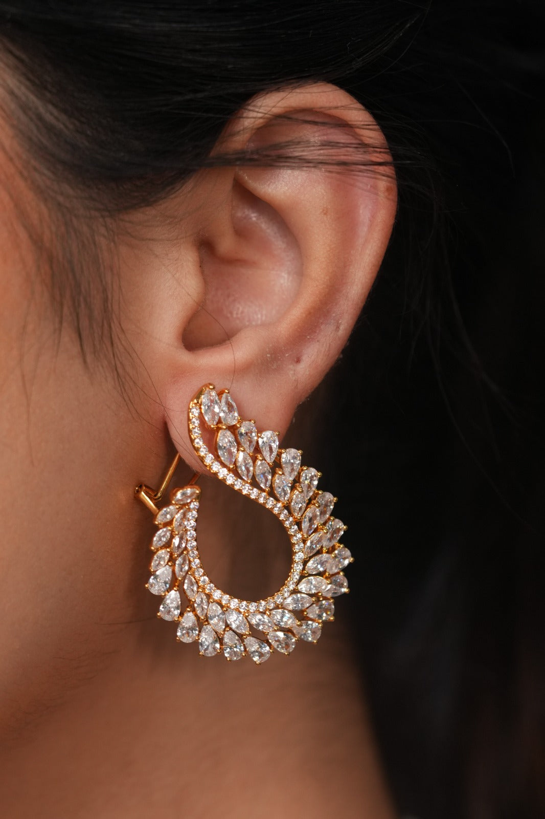 Oscar Winner Diamond C Style Stud Earrings