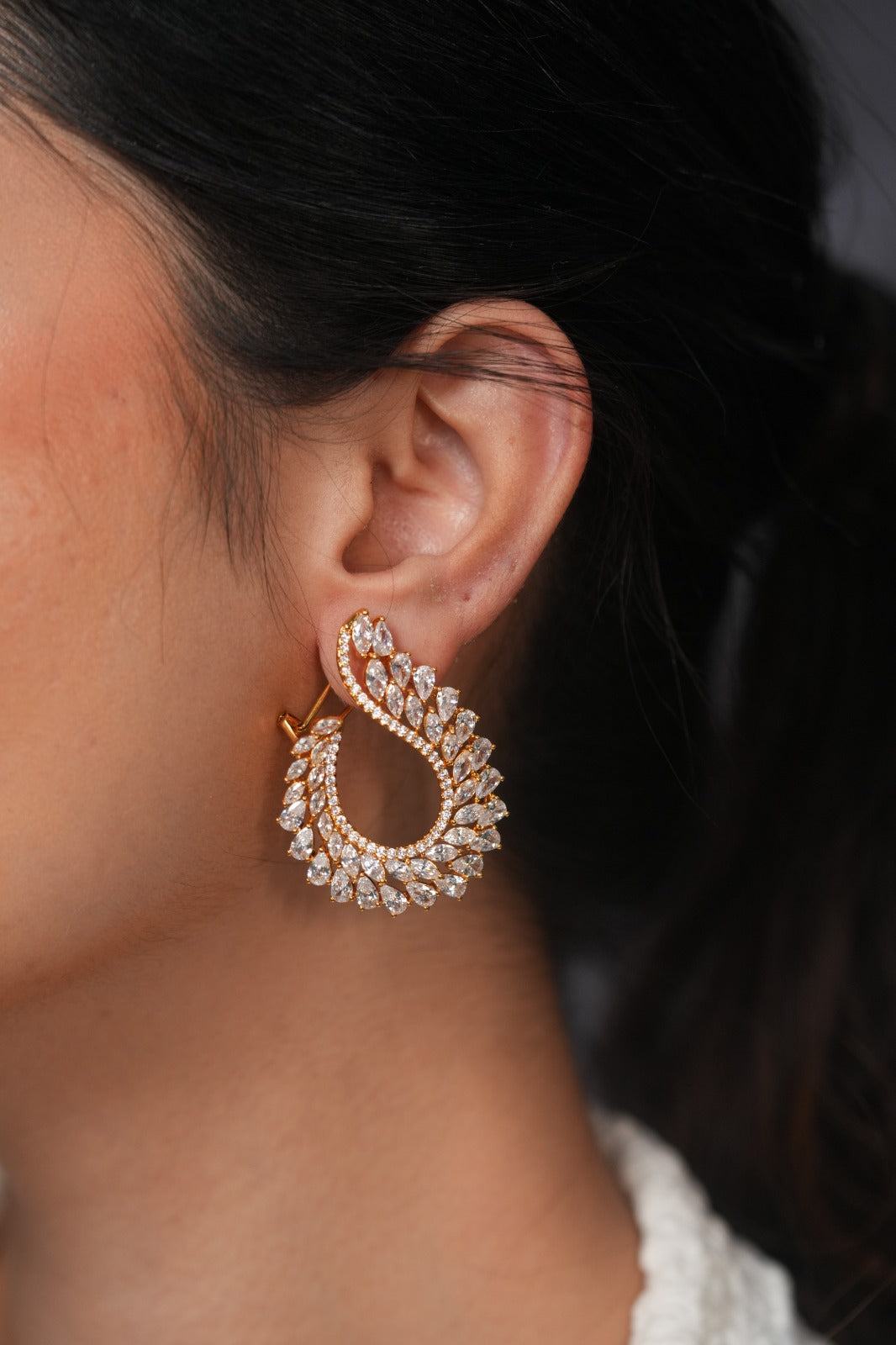 Oscar Winner Diamond C Style Stud Earrings