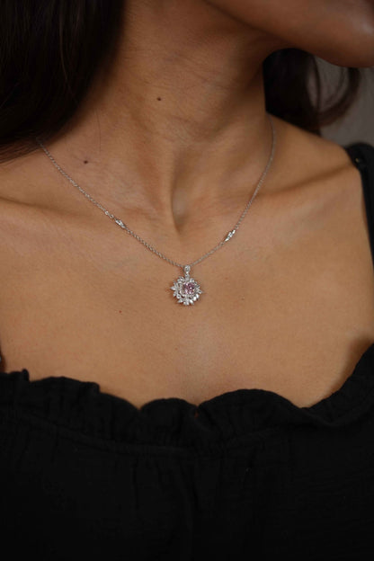 Brewing Flora Diamond Pendant Set with Earrings