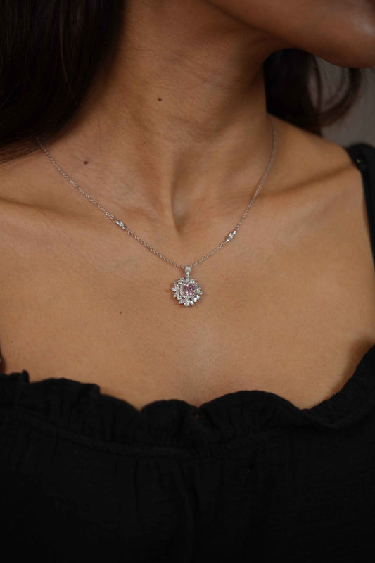 Brewing Flora Diamond Pendant Set with Earrings