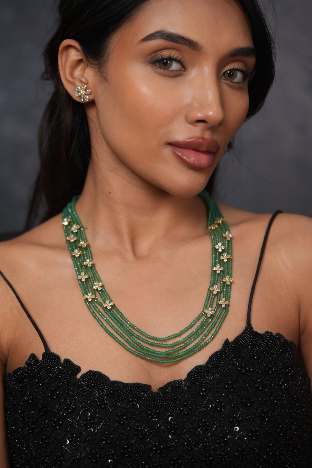 Crystals Pe Phool Indian Polki Necklace Set