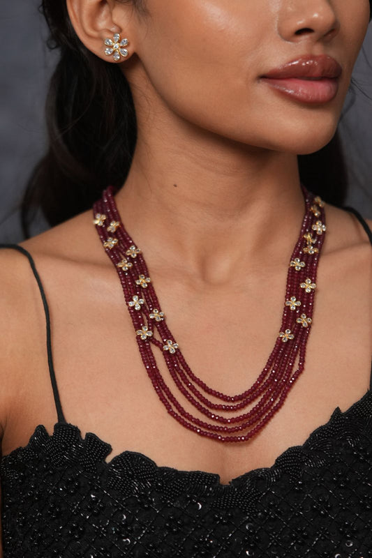 Crystals Pe Phool Indian Polki Necklace Set