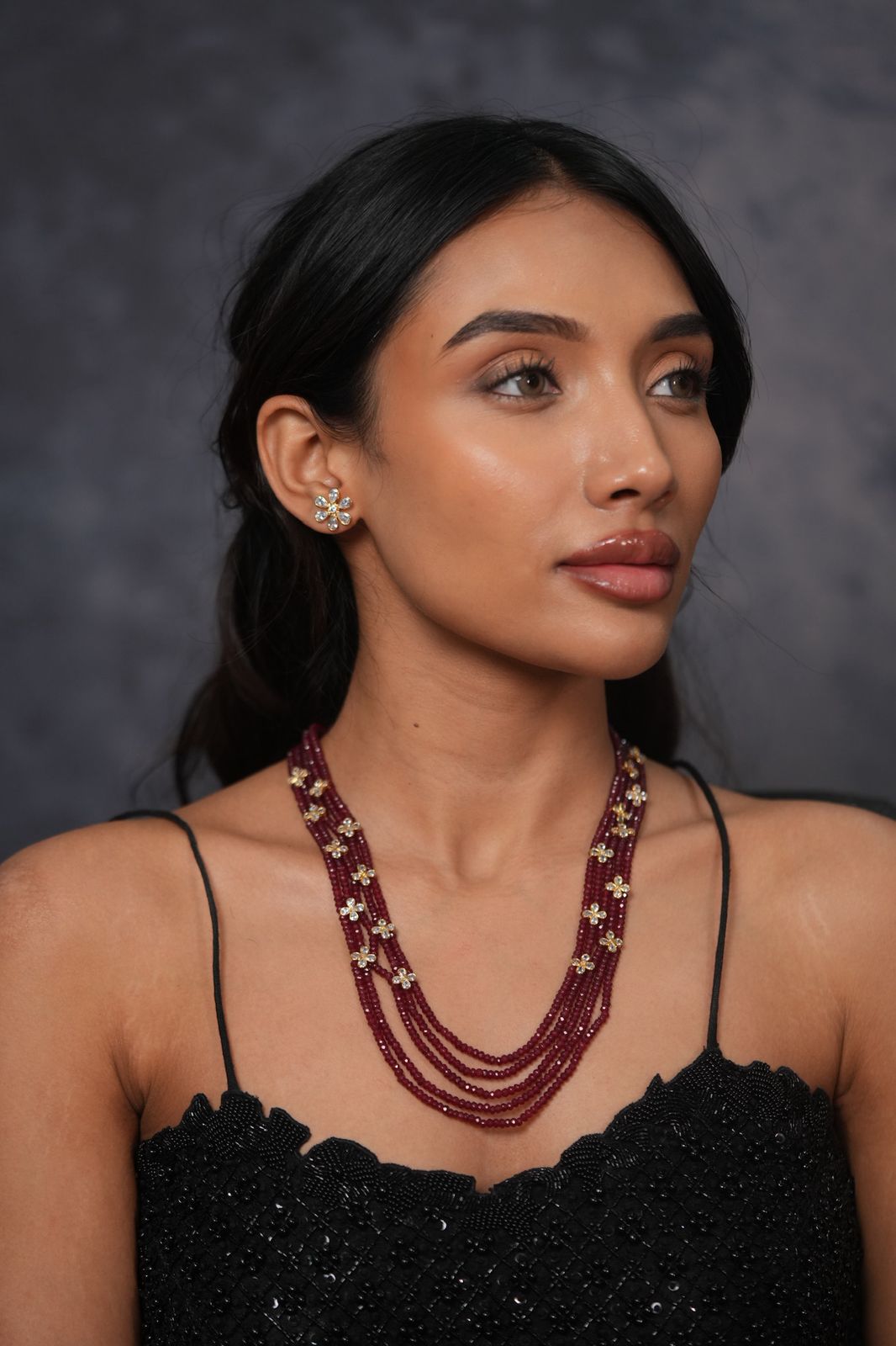 Crystals Pe Phool Indian Polki Necklace Set
