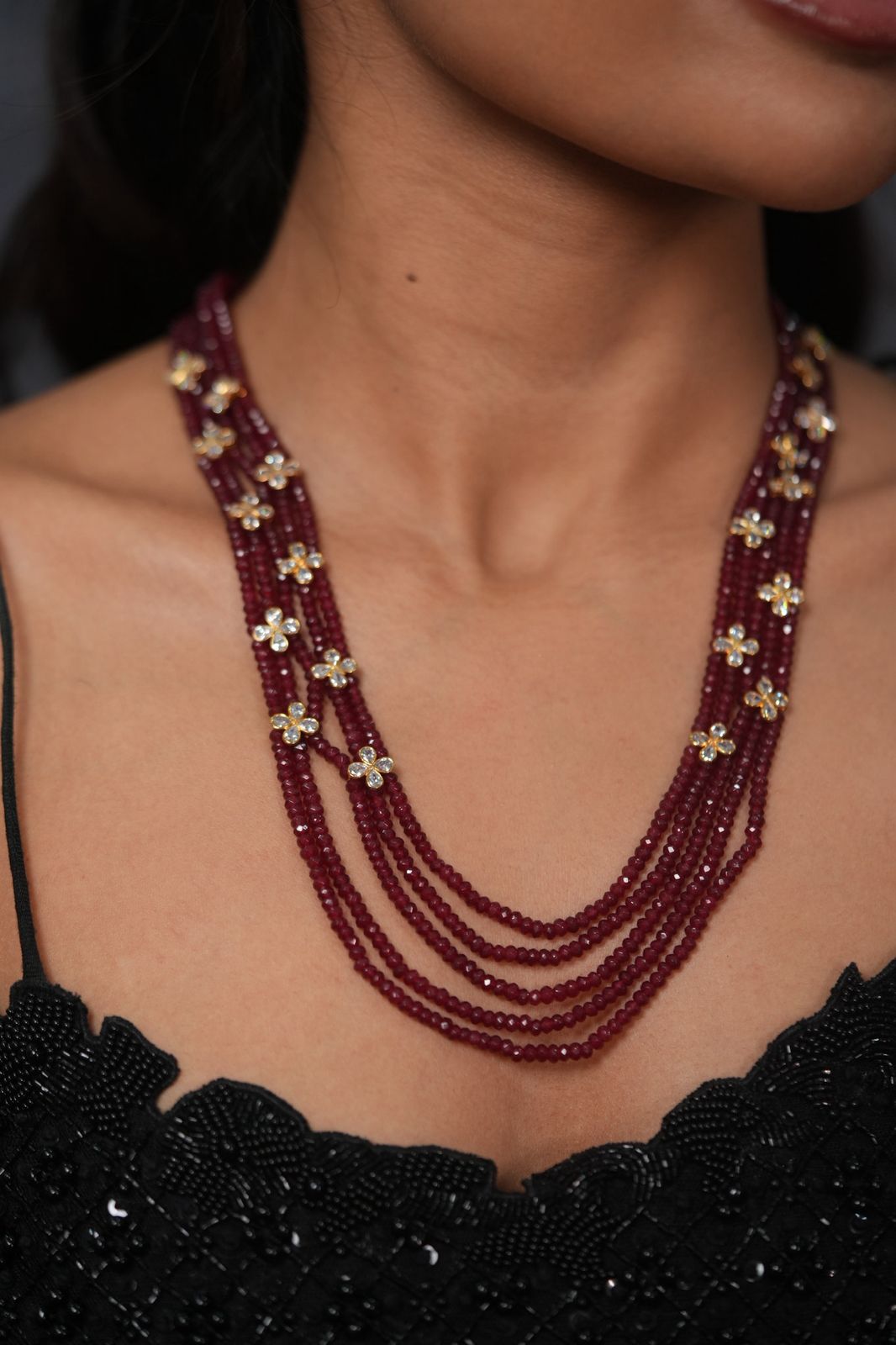 Crystals Pe Phool Indian Polki Necklace Set