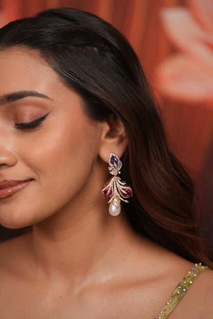 Moon Orchid Drizzle Pastel Diamond Earrings | Enchanted Garden