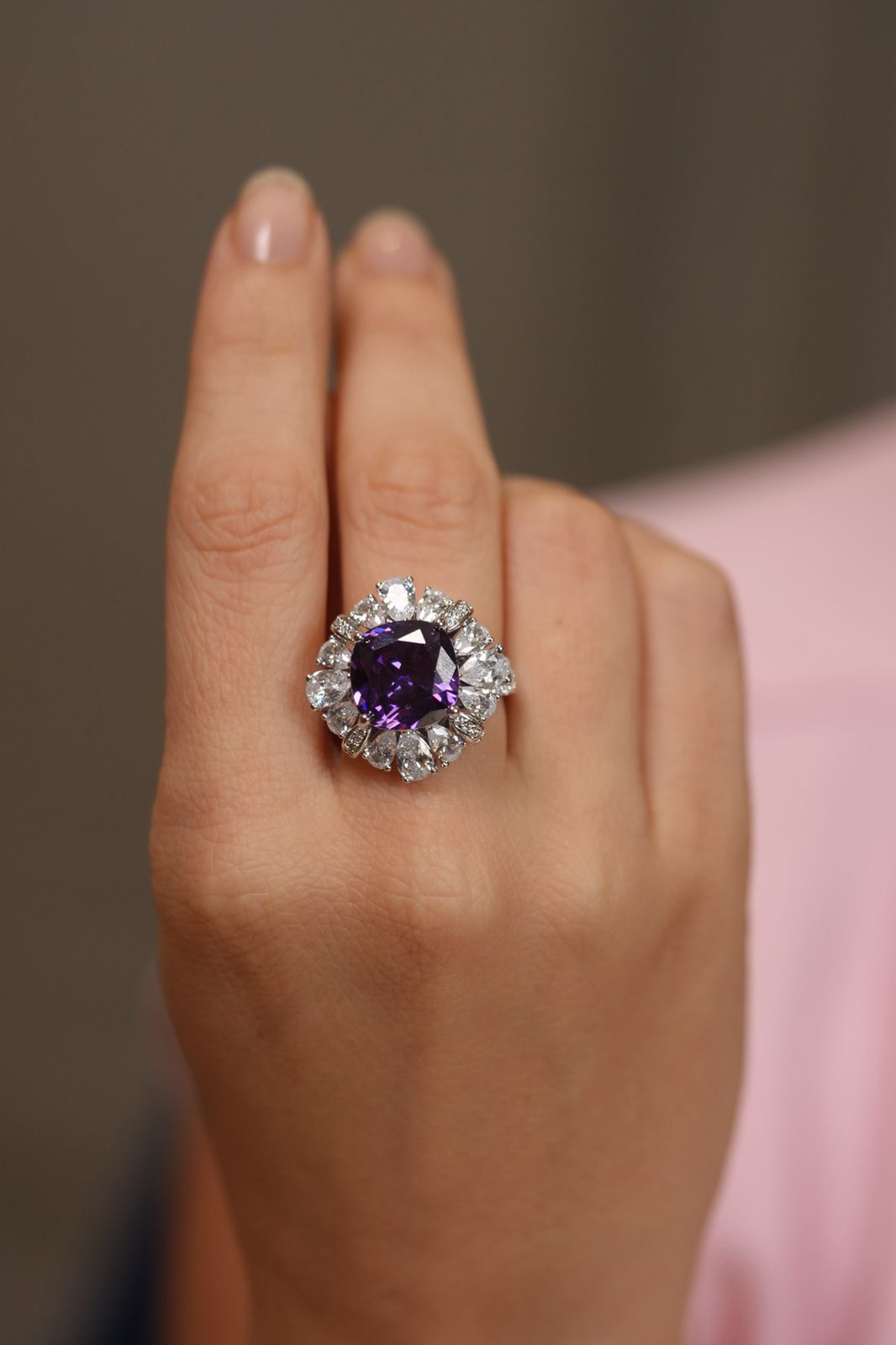 Gala Blob Coloured Stone diamond cocktail ring | Adjustable