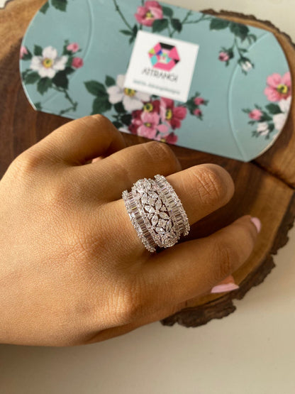 Bila 3 Row Baguette & Marquise Diamond Cocktail Ring