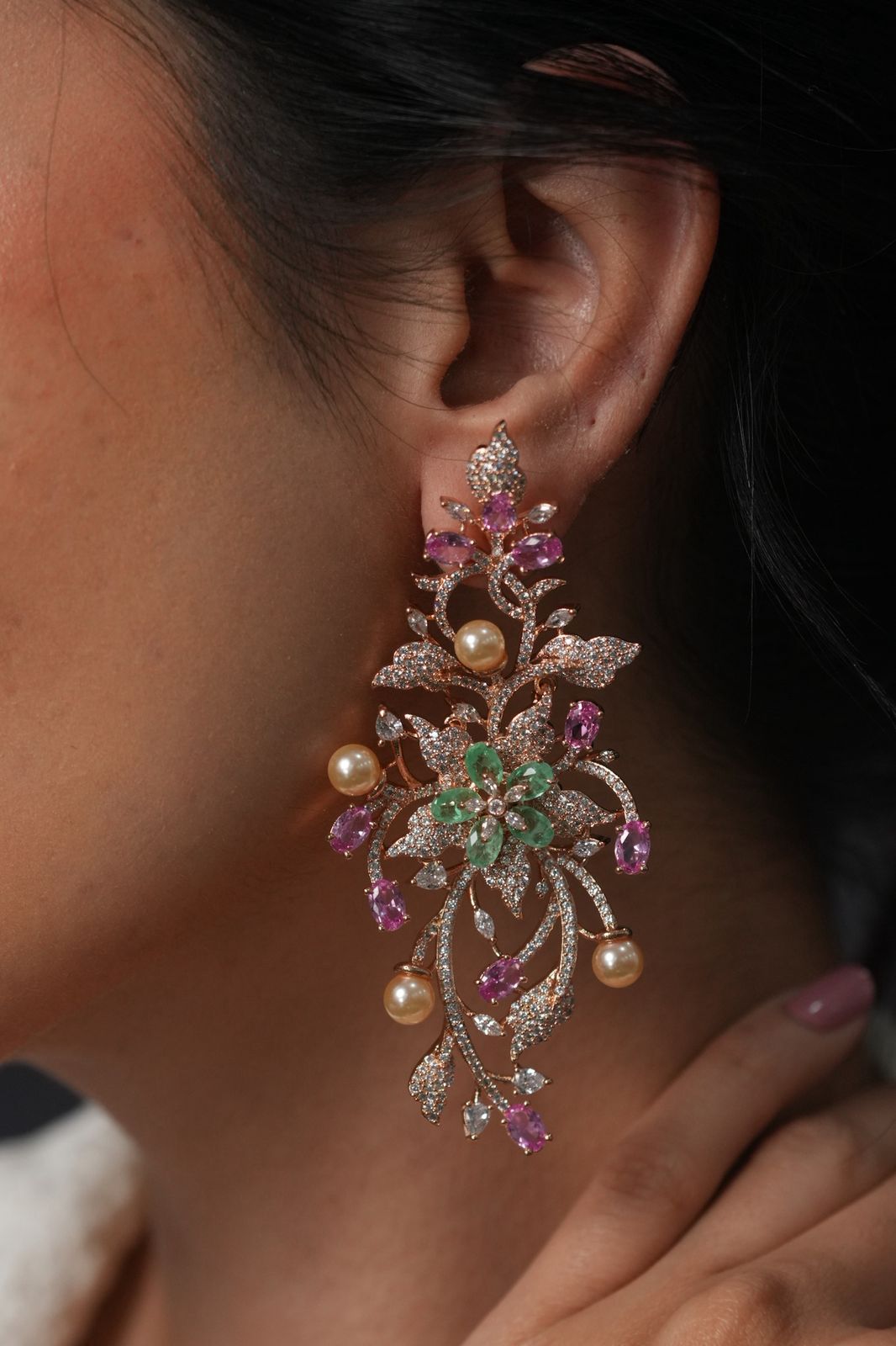 Fiery floral fall diamond statement earrings | Enchanted Garden