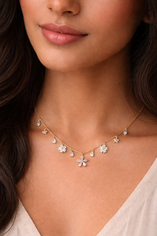 Gia Multi Diamond Drop Dainty Daily Wear Necklace