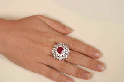 Ruby Oversized Diamond Cocktail Ring | Adjustable