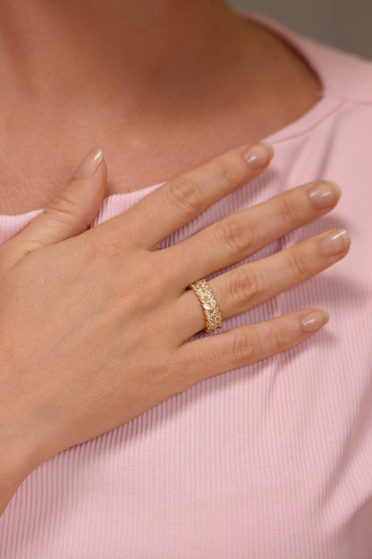 Classic Marquise Slim Diamond Band Ring | Daily Wear (GOLD)