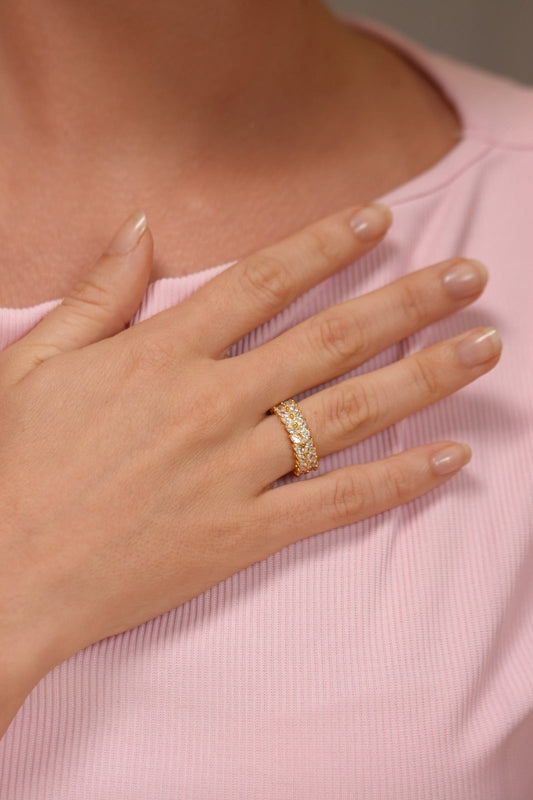 Classic Marquise Slim Diamond Band Ring | Daily Wear (GOLD)