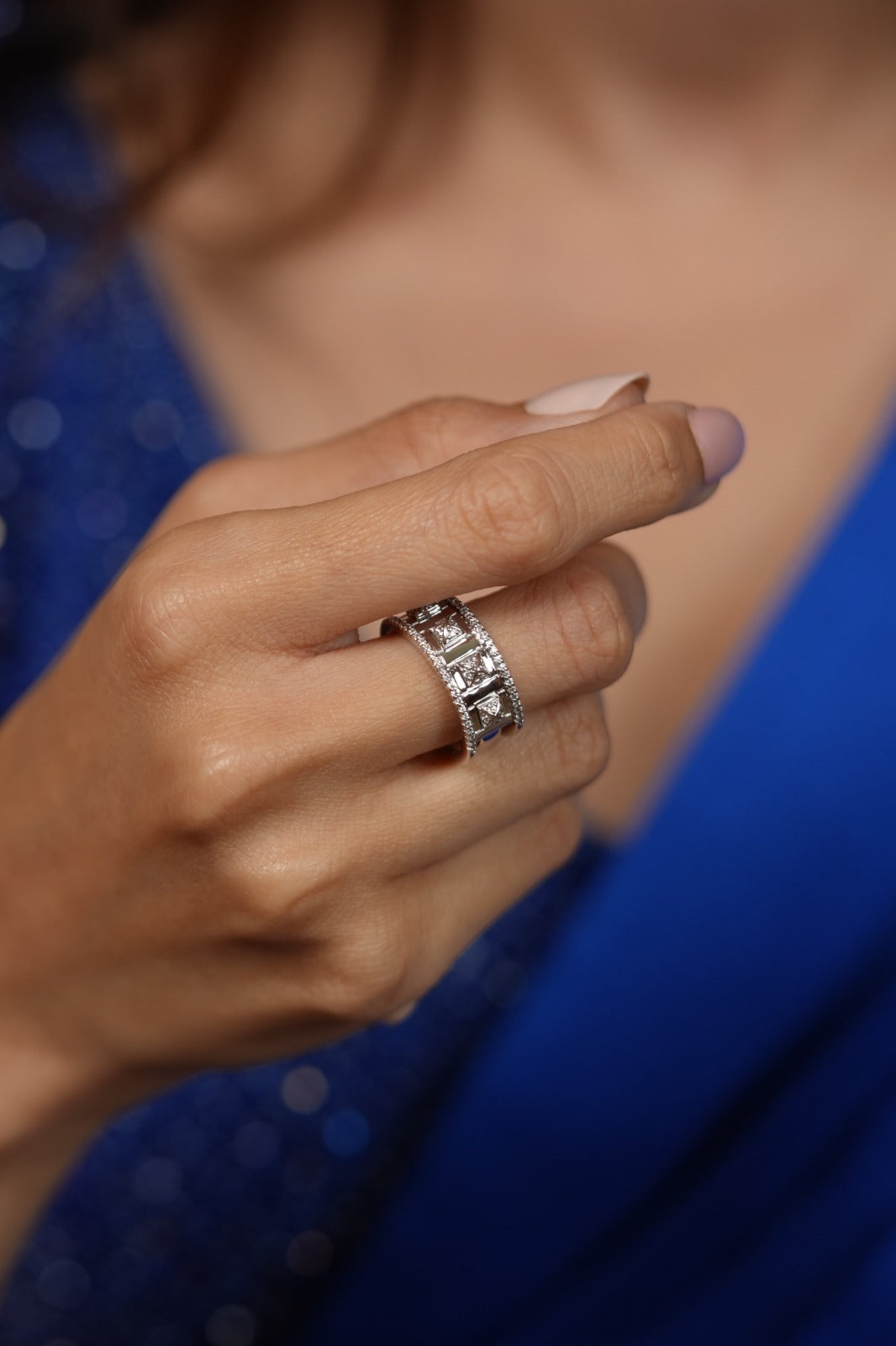 Rock On Striking Diamond Designer Band Ring